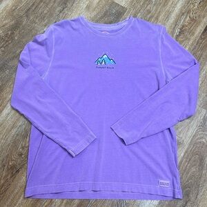 Life is Good Long Sleeve Crew Neck Tee Powder Room Size Large Purple